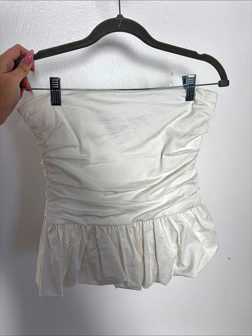 ZARA Strapless Peplum Top Strapless White XS